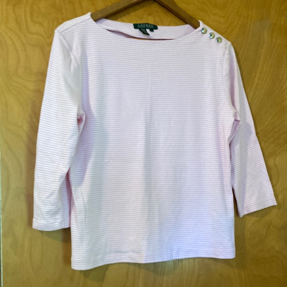 Ralph Lauren pink & white striped shirt, size L